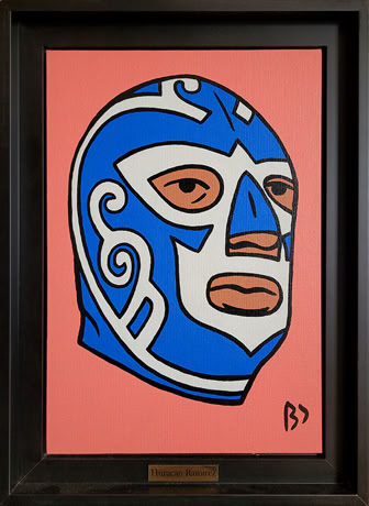 HURACAN RAMIREZ - Lucha libre - Huile sur carton entoilé 24 x 35 cm