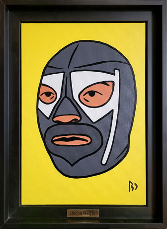 HACNA NEGRA - Lucha libre - Huile sur carton entoilé 24 x 35 cm