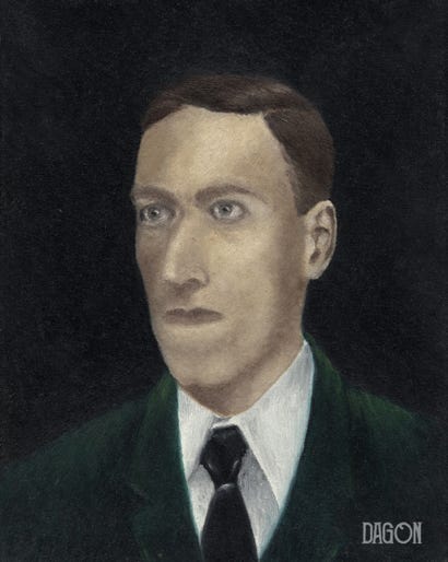 Portrait de HP Lovecraft. Huile sur toile.