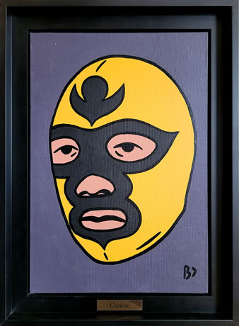 CHANOC - Lucha libre - Huile sur carton entoilé 24 x 35 cm