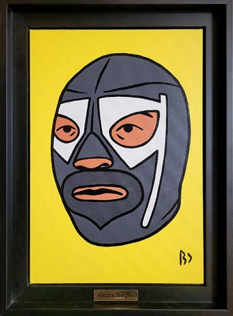 HACNA NEGRA - Lucha libre - Huile sur carton entoilé 24 x 35 cm