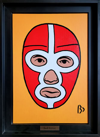 RED TERROR - Lucha libre - Huile sur carton entoilé 24 x 35 cm