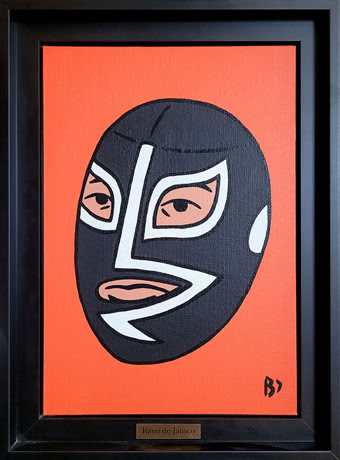 RAYO DE JALISCO - Lucha libre - Huile sur carton entoilé 24 x 35 cm